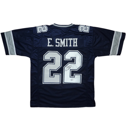 Emmitt Smith Autographed Dallas Cowboys (Blue #22) Jersey - JSA