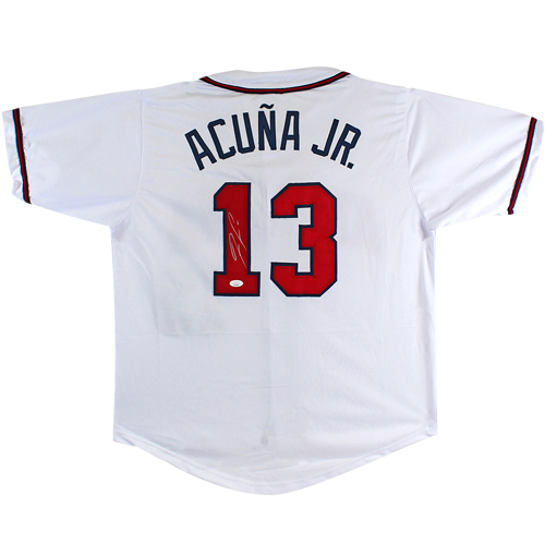 Ronald Acuna Jr. Autographed Atlanta (White #13) Custom Baseball Jersey - JSA