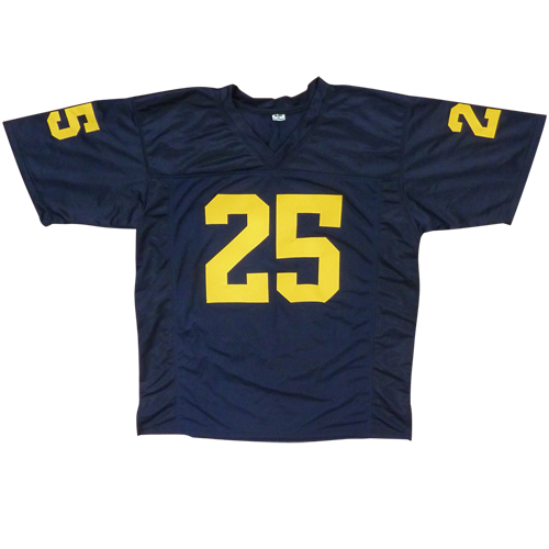 Hassan Haskins Autographed Michigan Wolverines Blue 25 Custom