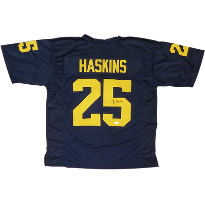 Hassan Haskins Autographed Michigan Wolverines (Blue #25) Custom Jersey - JSA