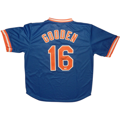 Dwight Gooden Autographed New York (Blue #16) Custom Baseball Jersey - JSA