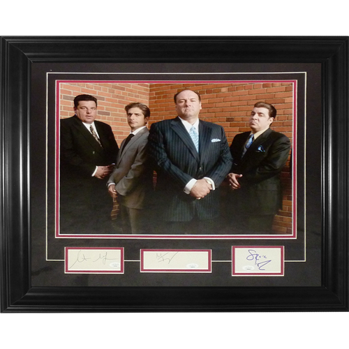 Michael Imperioli, Steve Schirripa And Steven Van Zandt Autographed Sopranos Cast (with James Gandolfini) Deluxe Framed 16x20 Photo - JSA