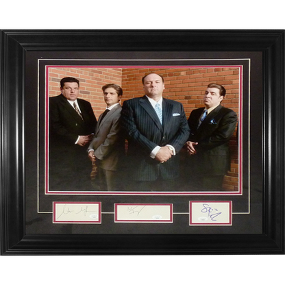 Michael Imperioli, Steve Schirripa And Steven Van Zandt Autographed Sopranos Cast (with James Gandolfini) Deluxe Framed 16x20 Photo - JSA