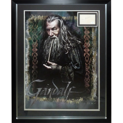 Lord of the Rings Gandalf Full-Size Movie Poster Delue Framed with Sir Ian McKellen Autograph - JSA