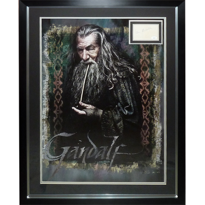 Lord of the Rings Gandalf Full-Size Movie Poster Delue Framed with Sir Ian McKellen Autograph - JSA