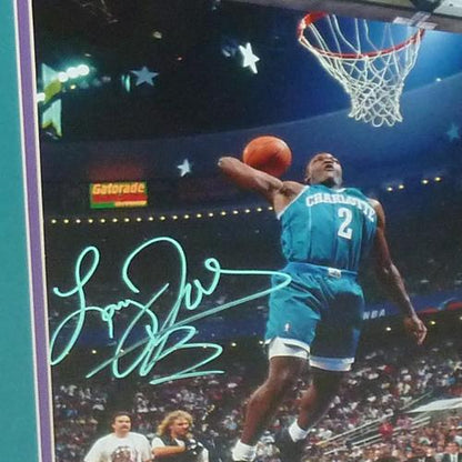 Larry Johnson Autographed Charlotte Hornets (1992 Slam Dunk Contest) Deluxe Framed 11x14 Photo - JSA