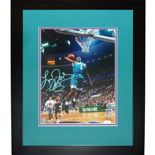 Larry Johnson Autographed Charlotte Hornets (1992 Slam Dunk Contest) Deluxe Framed 11x14 Photo - JSA