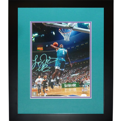 Larry Johnson Autographed Charlotte Hornets (1992 Slam Dunk Contest) Deluxe Framed 11x14 Photo - JSA