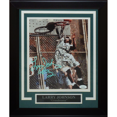 Larry Johnson Autographed Grandmama Deluxe Framed 8x10 Photo - JSA