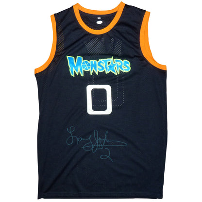 Larry Johnson Autographed Space Jam Monstars (Black #0) Custom Jersey - JSA