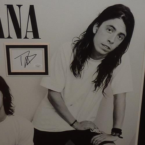 Nirvana Band Full-Size Music Poster Deluxe Framed with Dave Grohl And Krist Novoselic Autographs - JSA