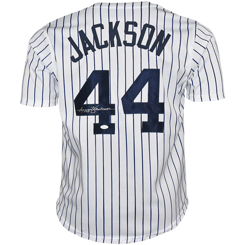 Reggie Jackson Autographed New York (Pinstripe #44) Custom Jersey – JSA