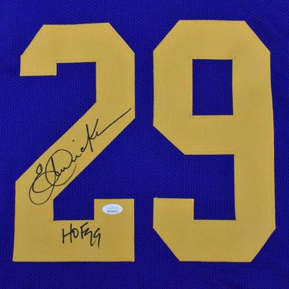 Eric Dickerson Autographed Los Angeles Rams (Blue #29) Custom Jersey w/ "HOF 99" - JSA