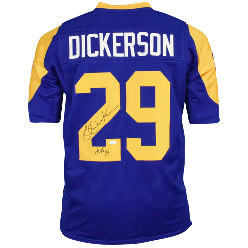 Eric Dickerson Autographed Los Angeles Rams (Blue #29) Custom Jersey w/ 