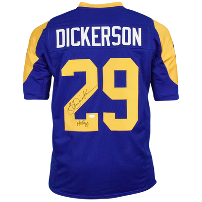 Eric Dickerson Autographed Los Angeles Rams (Blue #29) Custom Jersey w/ "HOF 99" - JSA