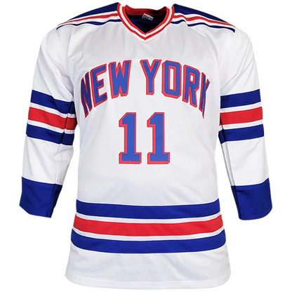 Mark Messier Autographed New York (White #11) Custom Jersey - JSA