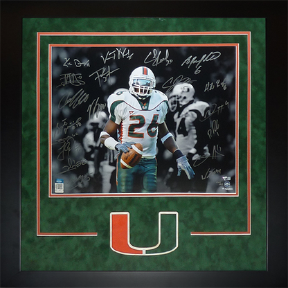 2001 Miami Hurricanes TEAM Autographed Deluxe Framed (Sean Taylor Tribute) 16x20 Photo - 20 Signatures - Limited Edition of 26 - Fanatics