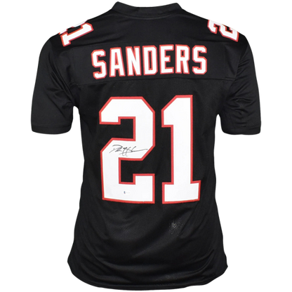 Deion Sanders Autographed Atlanta (Black #21) Custom Jersey - Beckett