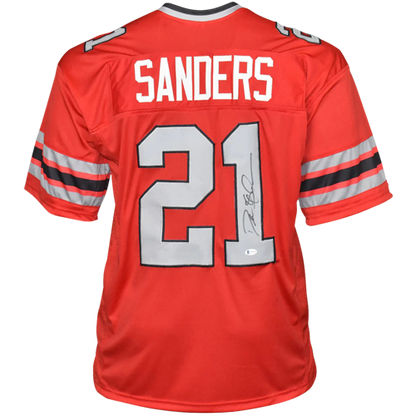 Deion Sanders Autographed Atlanta (Red #21) Custom Jersey - Beckett