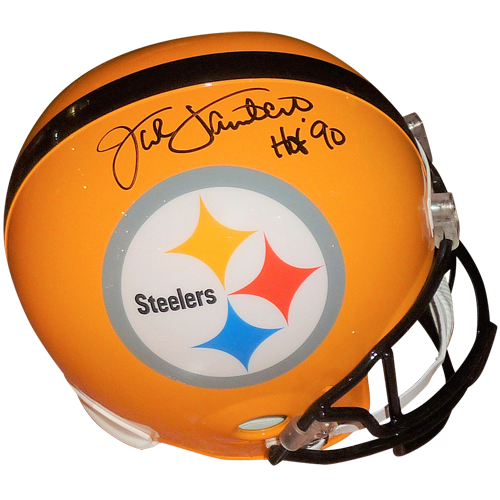Jack Lambert Autographed Pittsburgh Steelers (Yellow Throwback) Deluxe Full-Size Replica Helmet w/ "HOF 90" - Beckett