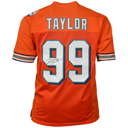 Jason Taylor Autographed Miami (Orange #99) Custom Jersey - JSA