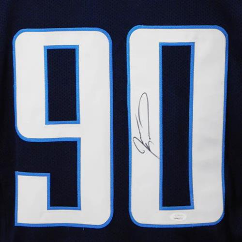 Jevon Kearse Autographed Tennessee (Navy Blue #90) Custom Jersey - JSA