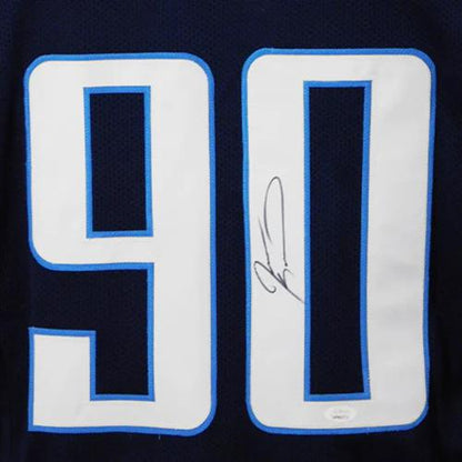 Jevon Kearse Autographed Tennessee (Navy Blue #90) Custom Jersey - JSA