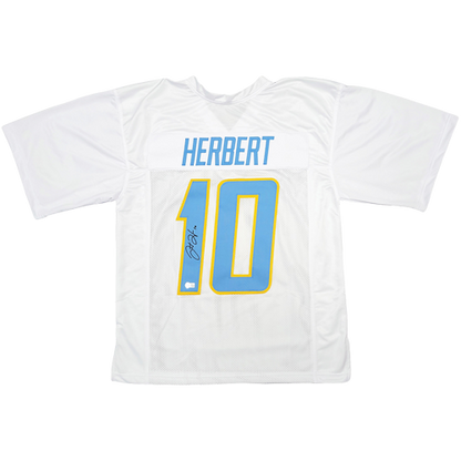 Justin Herbert Autographed Los Angeles (White #10) Custom Jersey - BAS