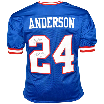 Ottis OJ Anderson Autographed New York (Blue #24) Custom Jersey - JSA
