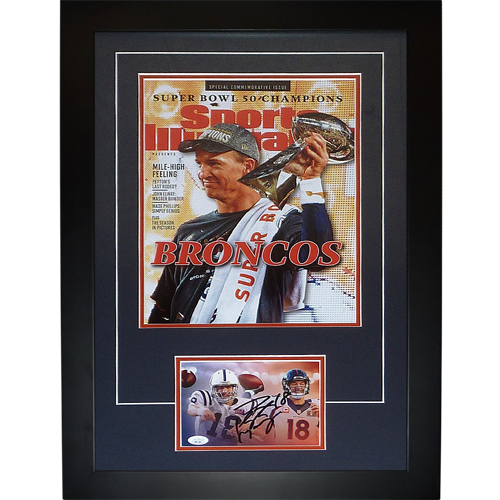 Peyton Manning Autographed Denver Broncos (Super Bowl SI 11x14 Cover) Deluxe Framed with Autograph - JSA