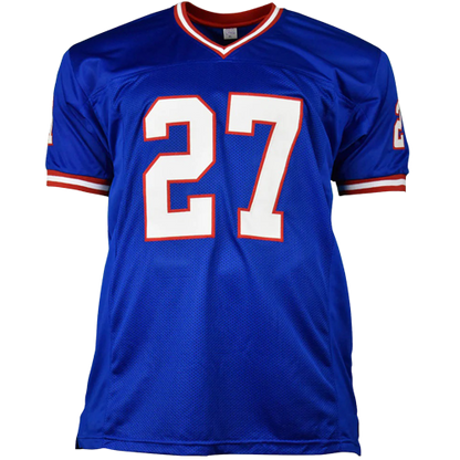 Rodney Hampton Autographed New York (Blue #27) Custom Jersey SB XXV Champs