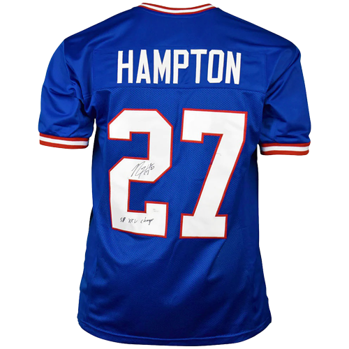 Rodney Hampton Autographed New York (Blue #27) Custom Jersey SB XXV Champs