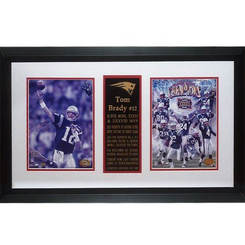 Tom Brady Autographed New England Patriots Double 8x10 Framed Piece - JSA