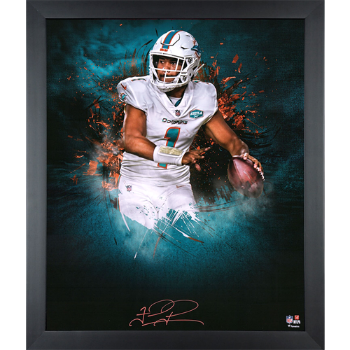 Tua Tagovailoa Autographed Miami Dolphins (In Focus) Deluxe Framed 20x24 Photo - Fanatics