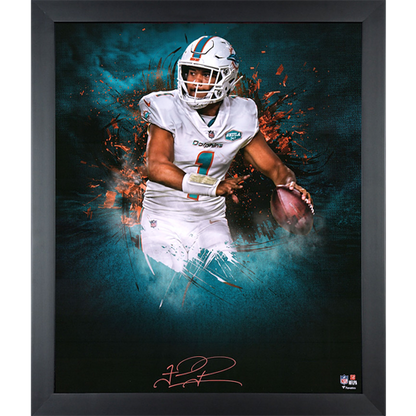 Tua Tagovailoa Autographed Miami Dolphins (In Focus) Deluxe Framed 20x24 Photo - Fanatics
