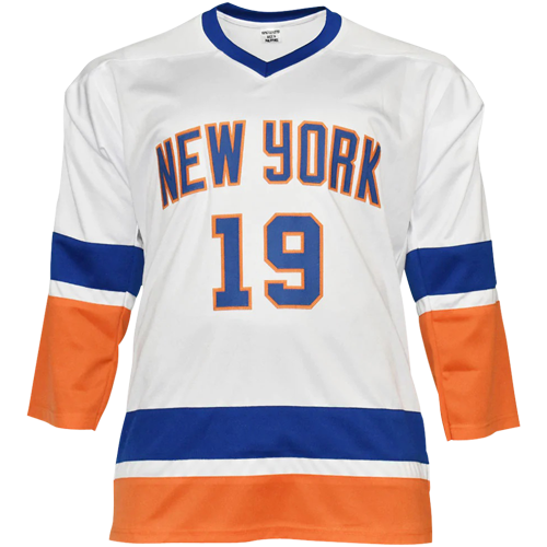 Bryan Trottier Signed New York Islanders White Jersey Inscribed HOF ' –