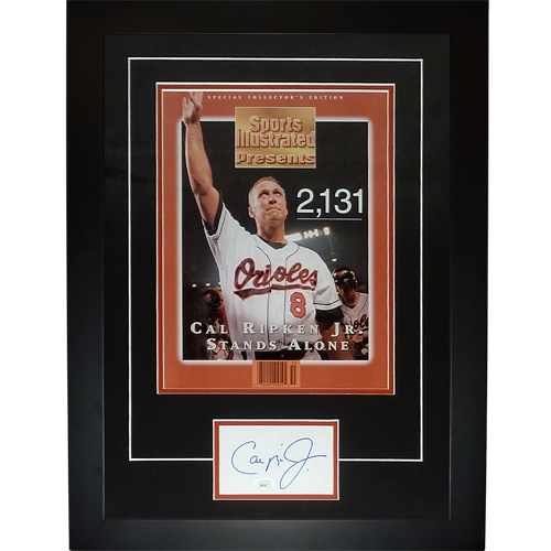 Cal Ripken Jr Autographed Baltimore Orioles (2131 Game) Sports Illustrated 11x14 Poster Deluxe Framed with Signature - JSA