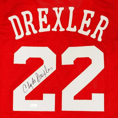 Clyde Drexler Autographed Houston (Red #22) Stitched Jersey - JSA