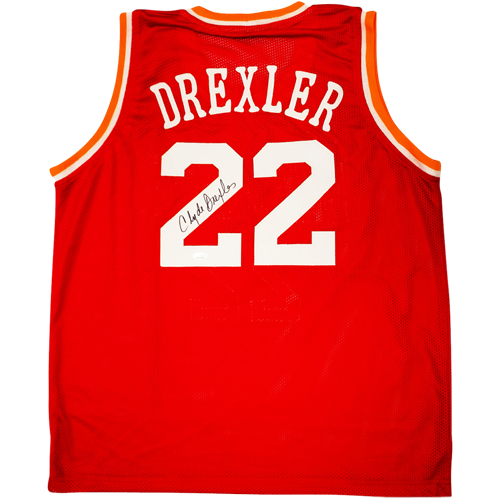 Clyde Drexler Framed Jersey JSA Autographed Signed Houston Rockets