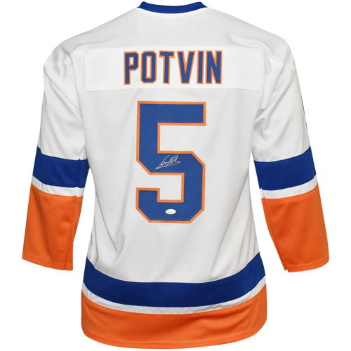 Denis Potvin Autographed New York Islanders (White #5) Custom Hockey Jersey - JSA