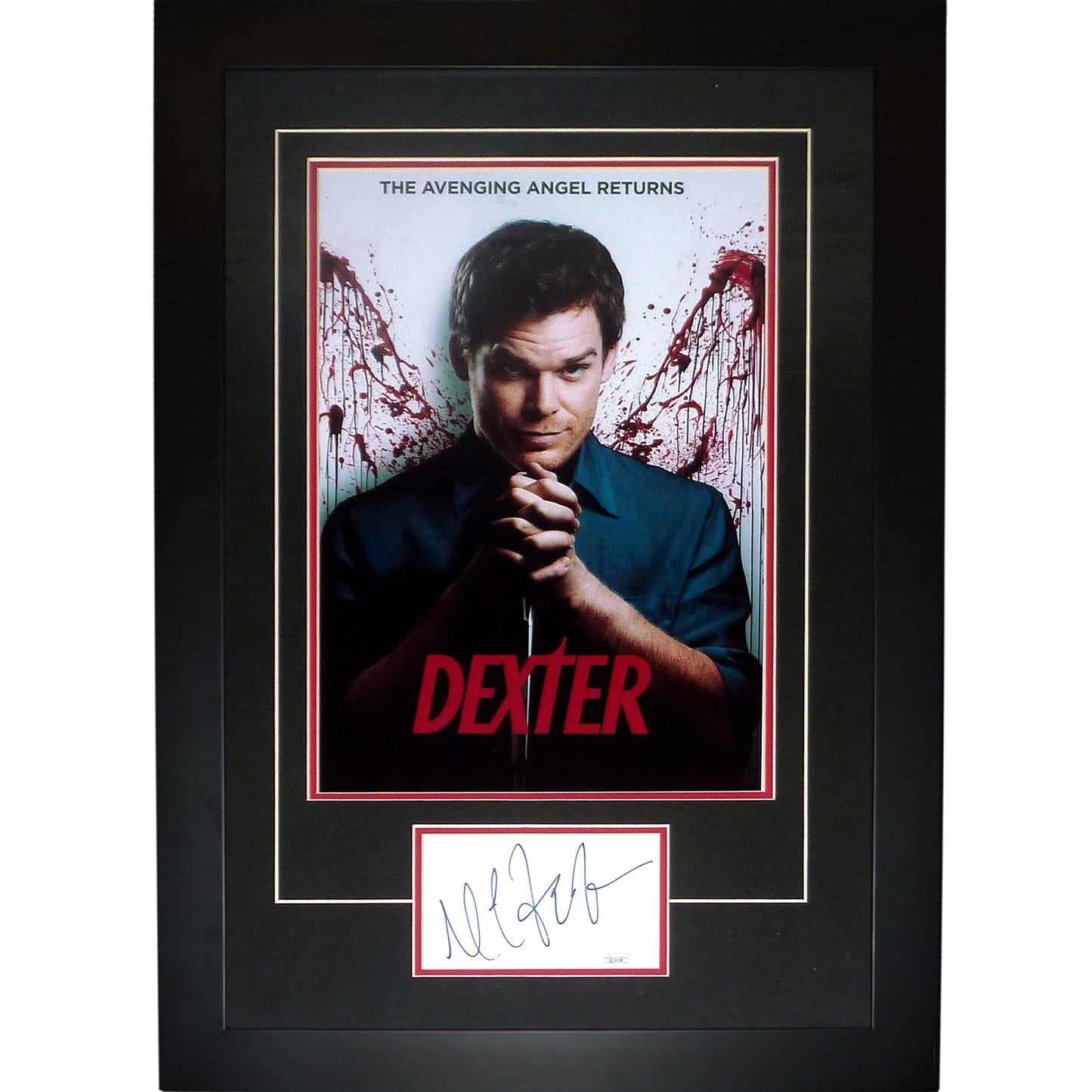 Dexter 11x17 TV Poster Deluxe Framed with Michael C Hall Autograph - JSA
