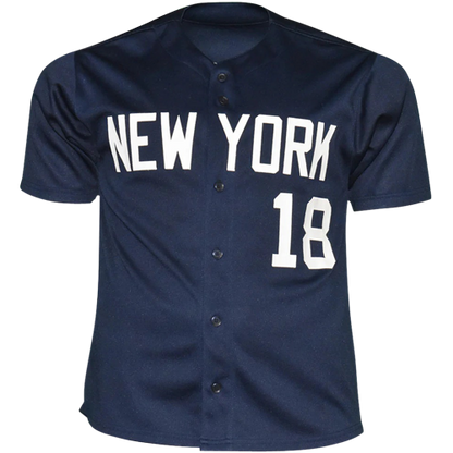 Don Larsen Autographed New York (Navy Blue #18) Custom Jersey - JSA