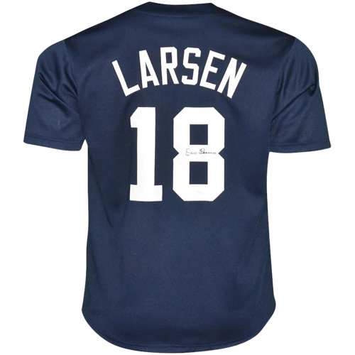 Don Larsen Autographed New York (Navy Blue #18) Custom Jersey - JSA