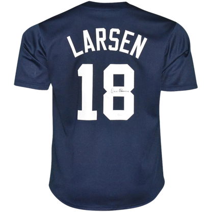Don Larsen Autographed New York (Navy Blue #18) Custom Jersey - JSA
