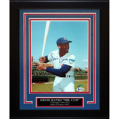 Ernie Banks Autographed Chicago Cubs Deluxe Framed 8x10 Photo - JSA