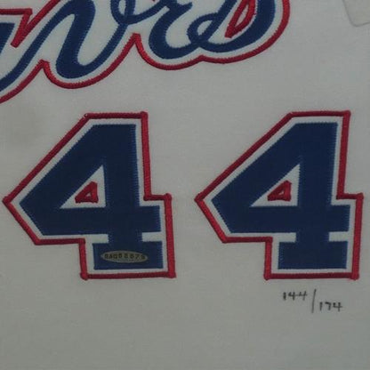 Hank Aaron Autographed Atlanta Braves (White #44) Deluxe Framed Jersey - UDA - Limited Edition #144/174