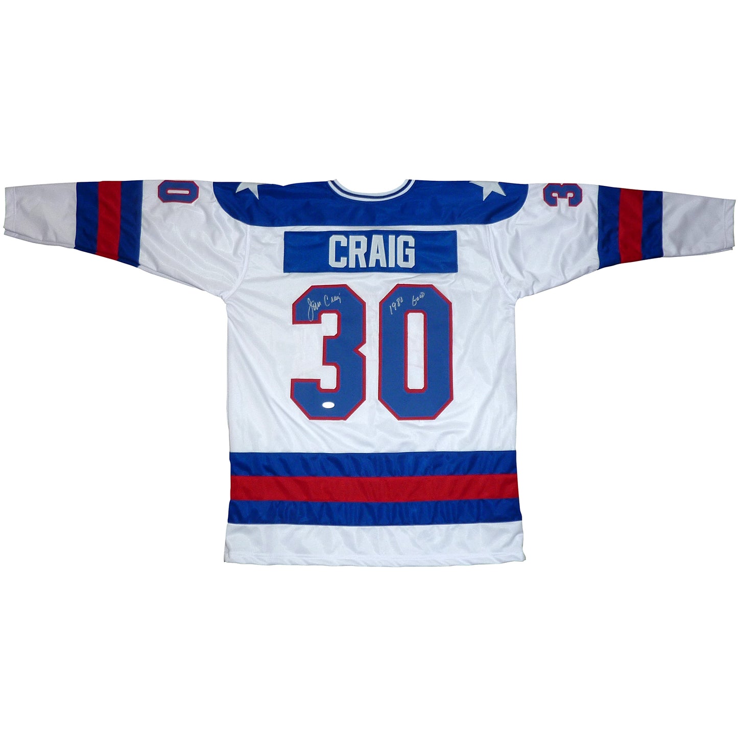 Jim Craig Autographed USA Hockey (White #30) Custom Stitched Jersey with 1980 Gold