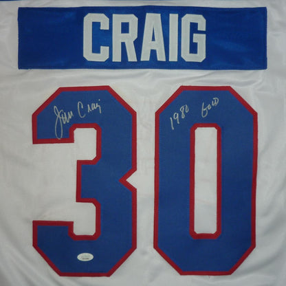 Jim Craig Autographed USA Hockey (White #30) Custom Stitched Jersey with 1980 Gold