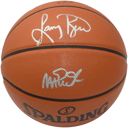 Larry Bird and Magic Johnson Dual Autographed NBA Basketball - Beckett