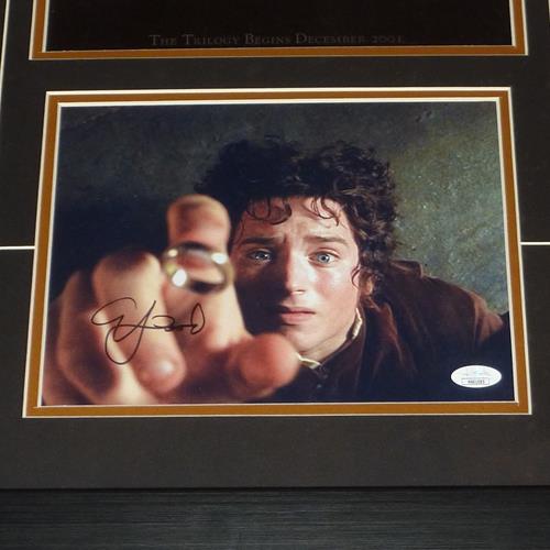 Lord of the Rings 11x17 Movie Poster Deluxe Framed with Elijah Wood Autograph - JSA